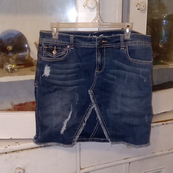 Inc Denim Dresses & Skirts - INC Denim Regular fit distressed jean skirt size  10